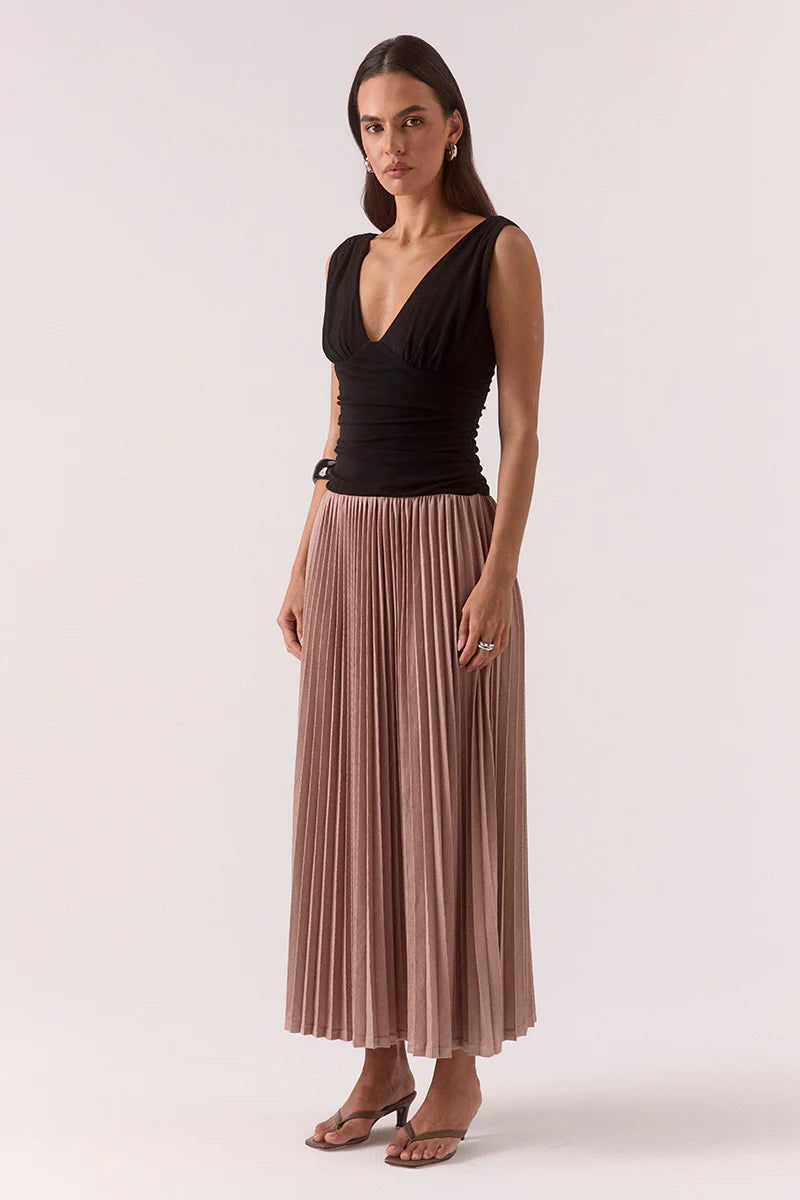 DIONE DRESS - BLACK / MOCHA