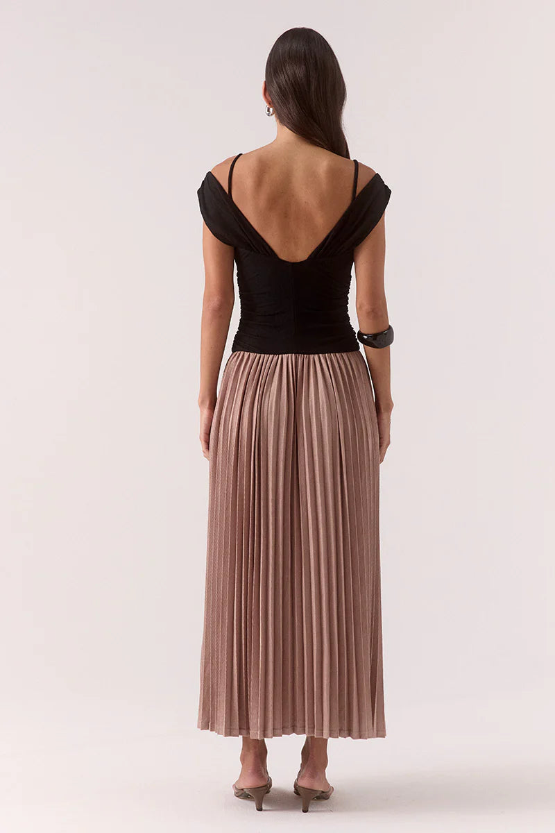 DIONE DRESS - BLACK / MOCHA