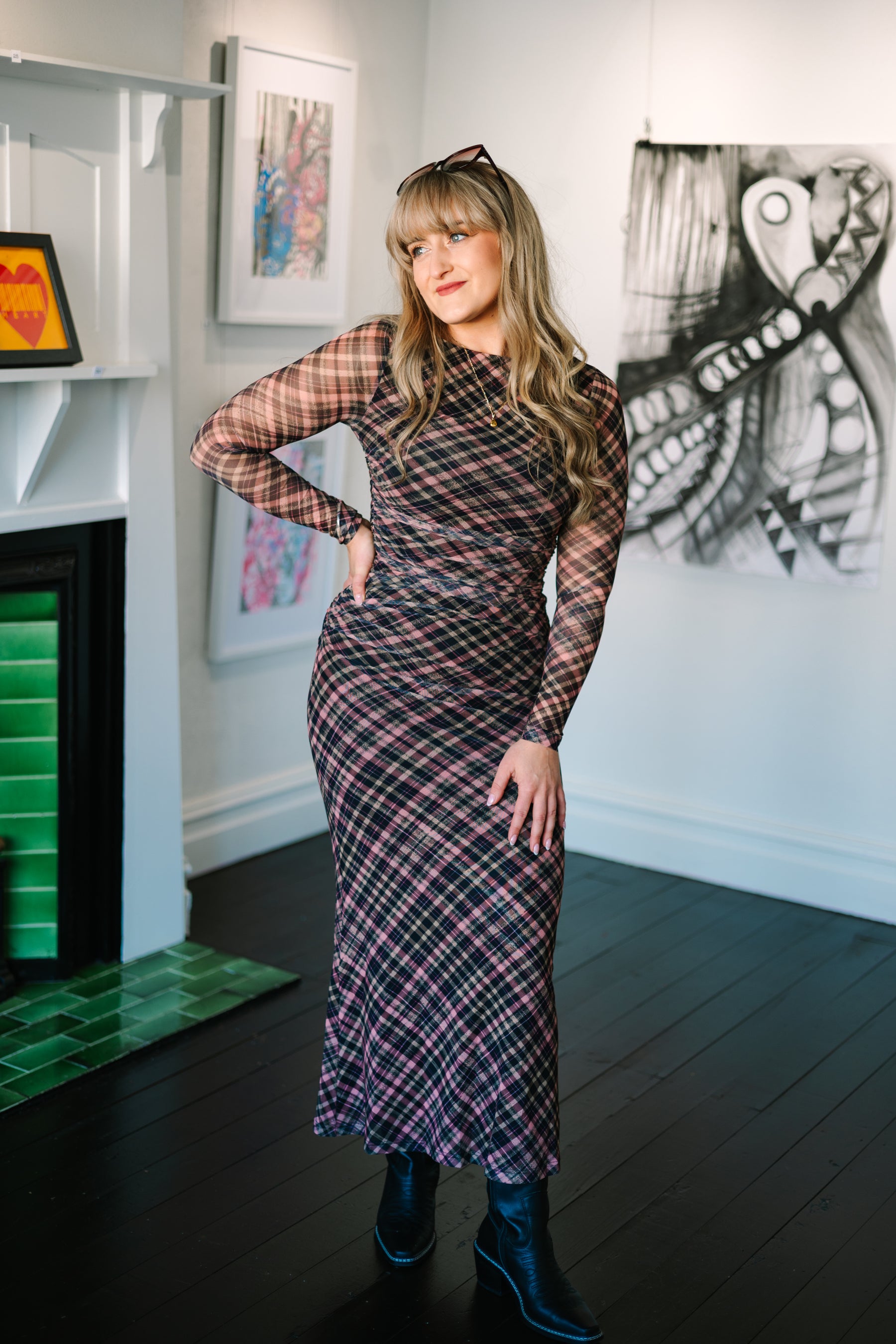 REIGN MESH MIDI DRESS