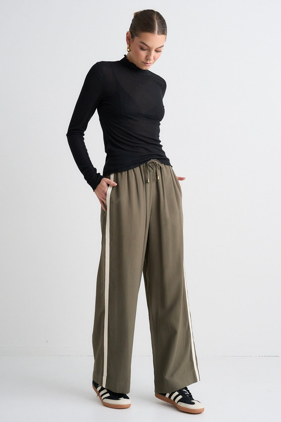Asher Black Lettuce Edge Knit Top