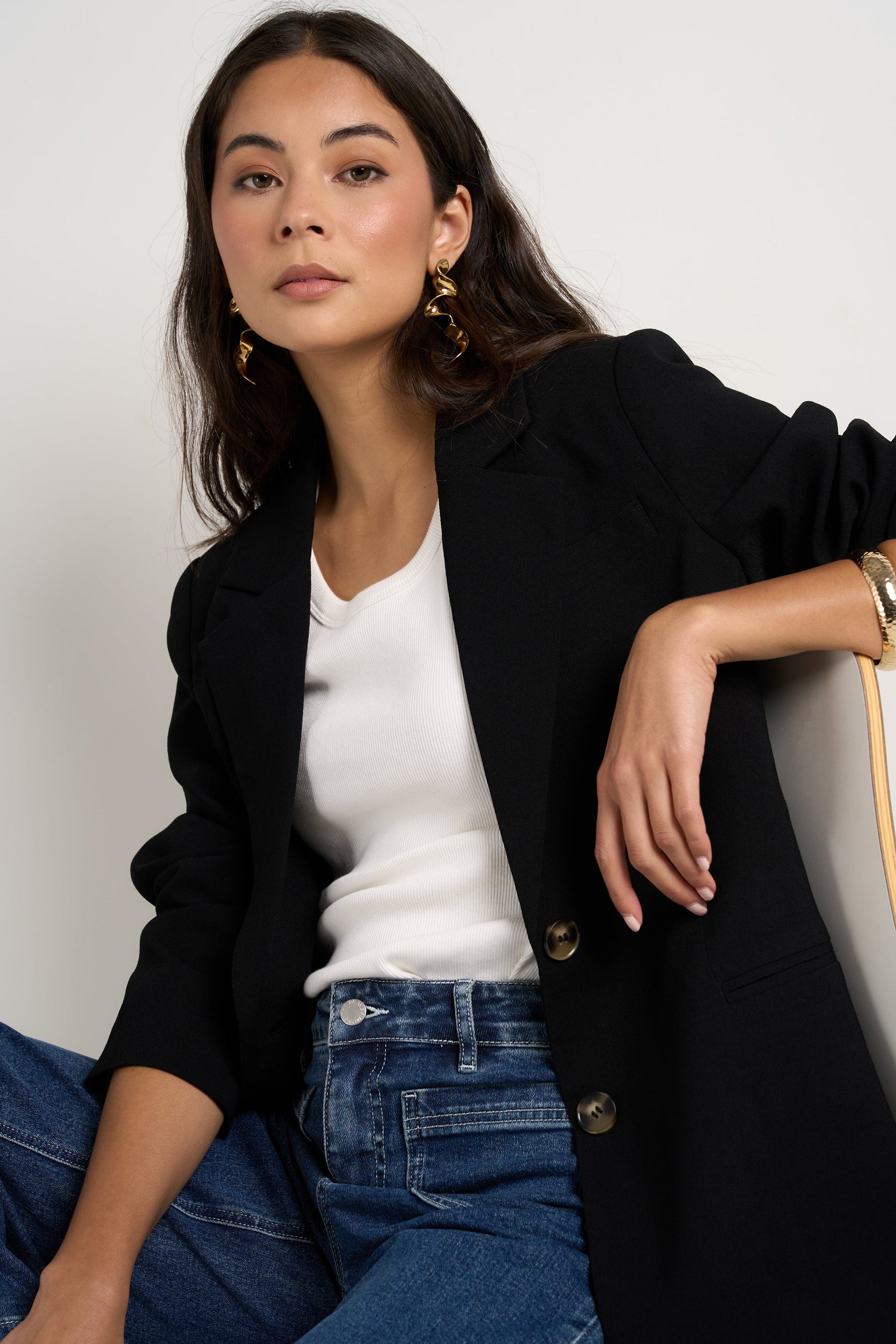 Bestie Black Crepe Relaxed Fit Blazer