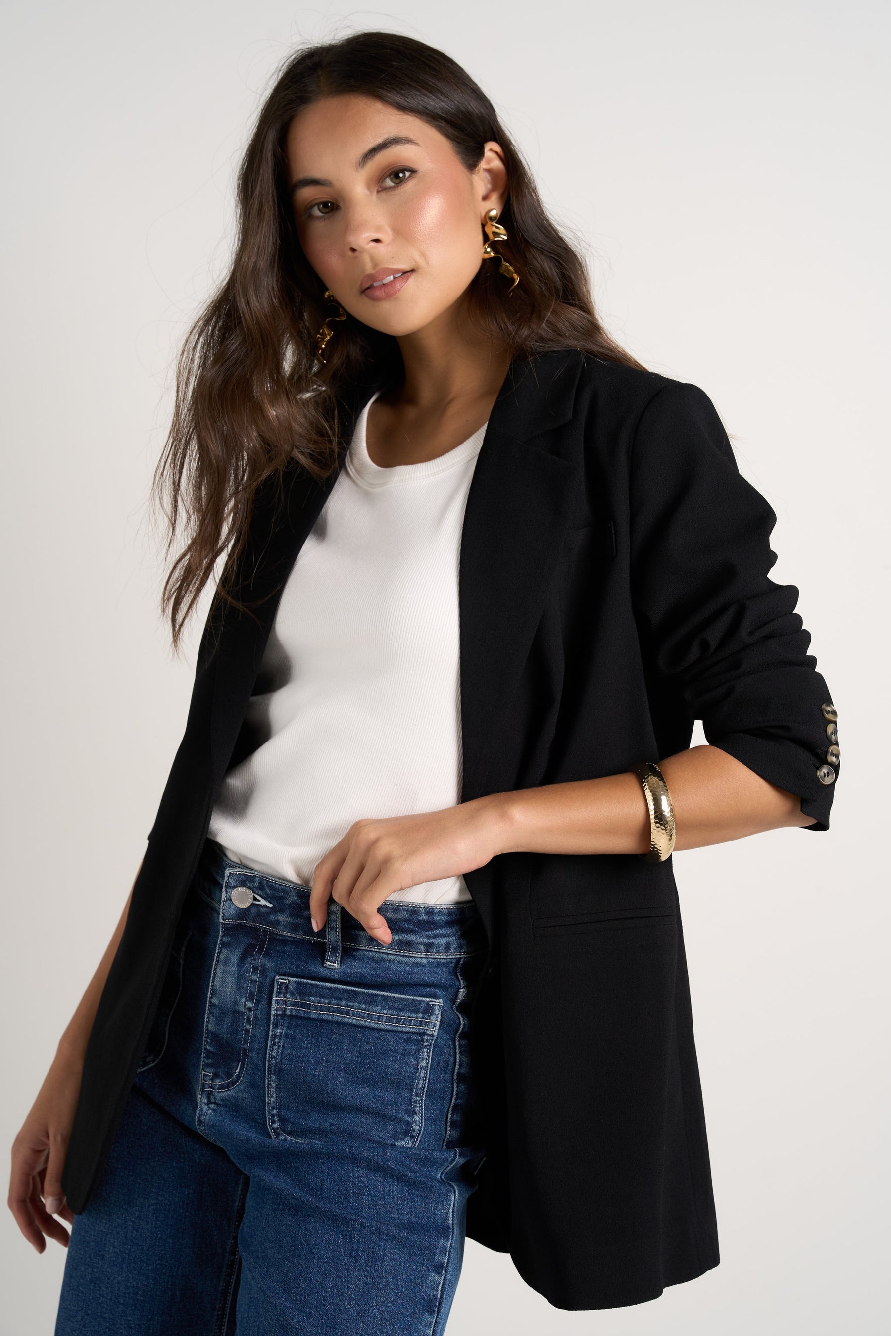 Bestie Black Crepe Relaxed Fit Blazer