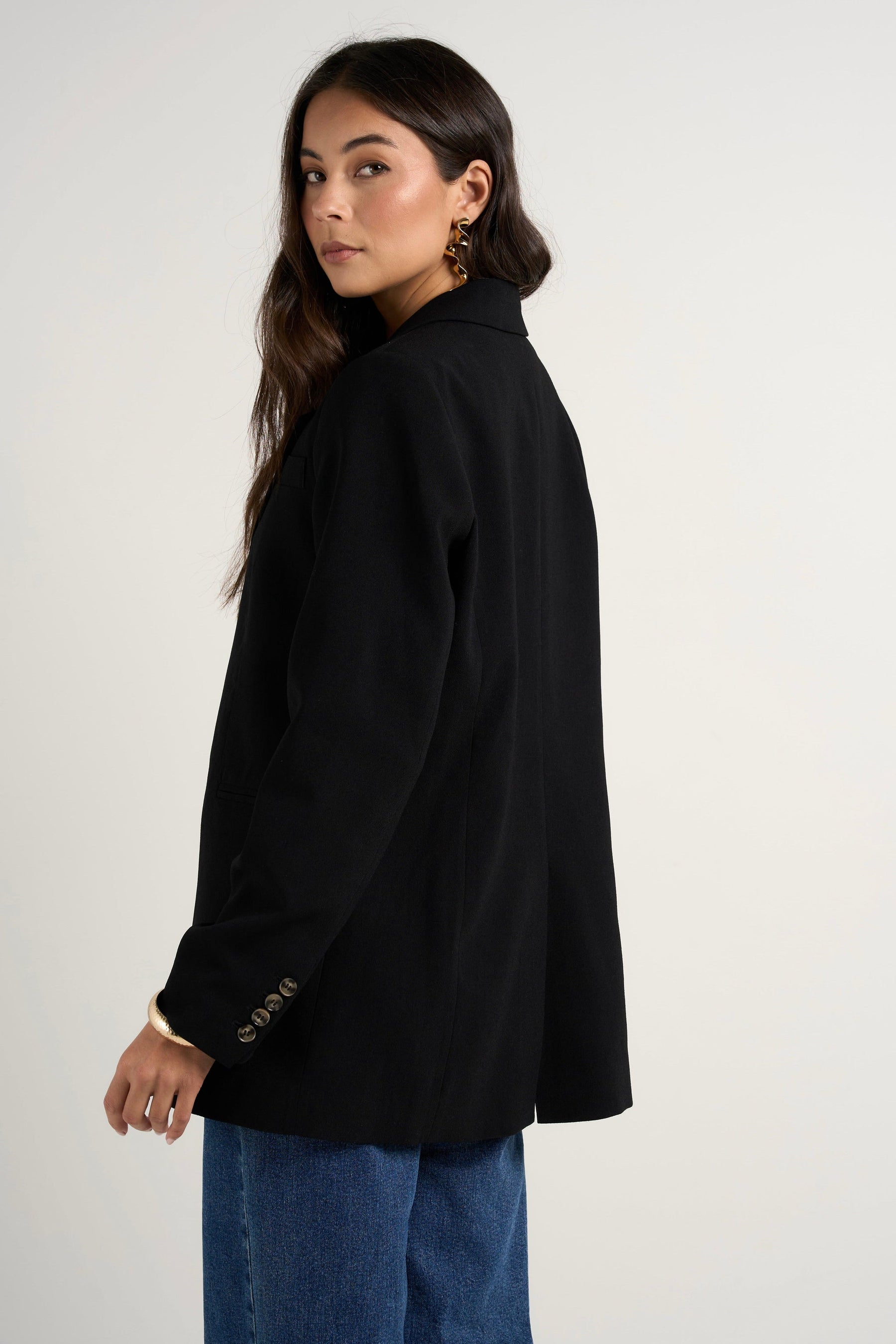 Bestie Black Crepe Relaxed Fit Blazer
