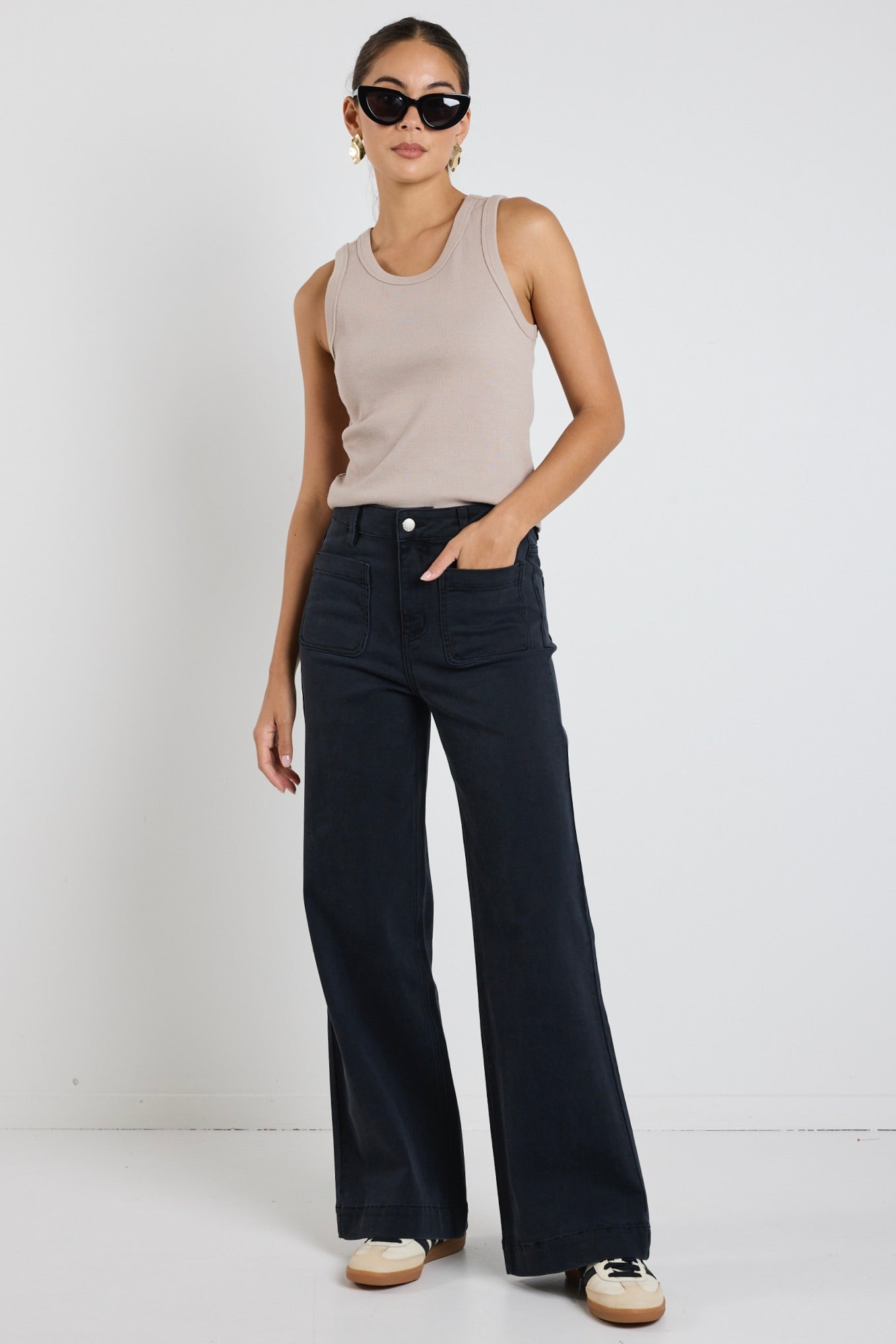 Zoey Black High Rise Wide Leg Jean