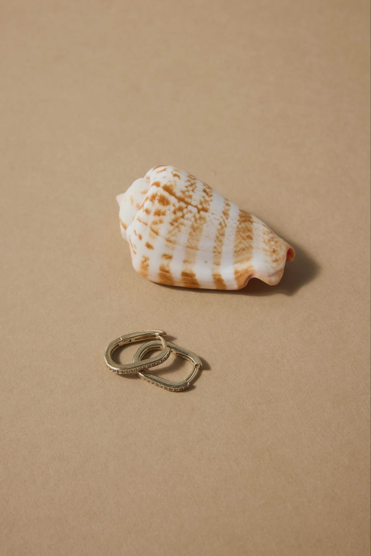 Diamante Oval Gold Hoop Earring