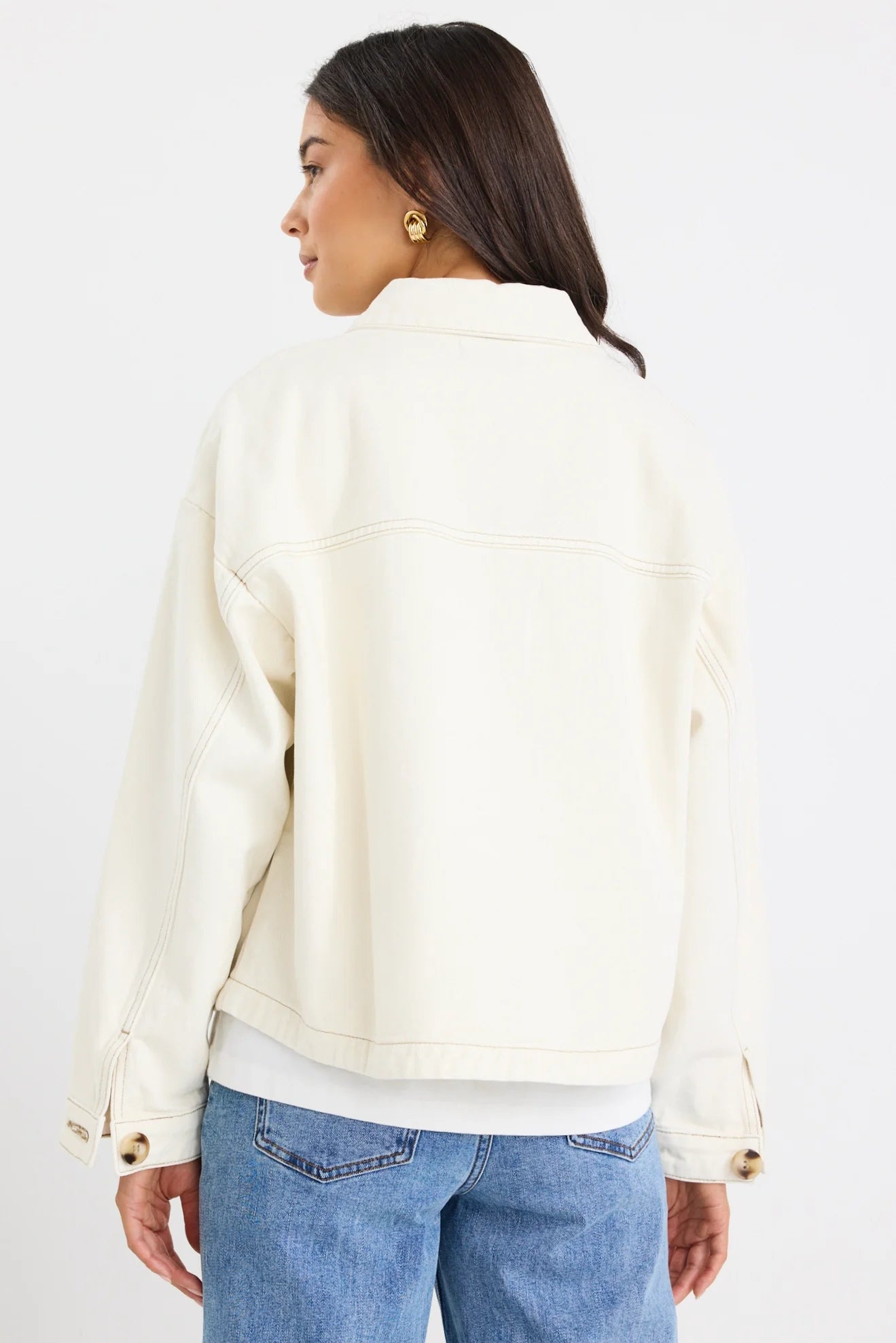 Echo Ecru Patch Pocket Denim jacket