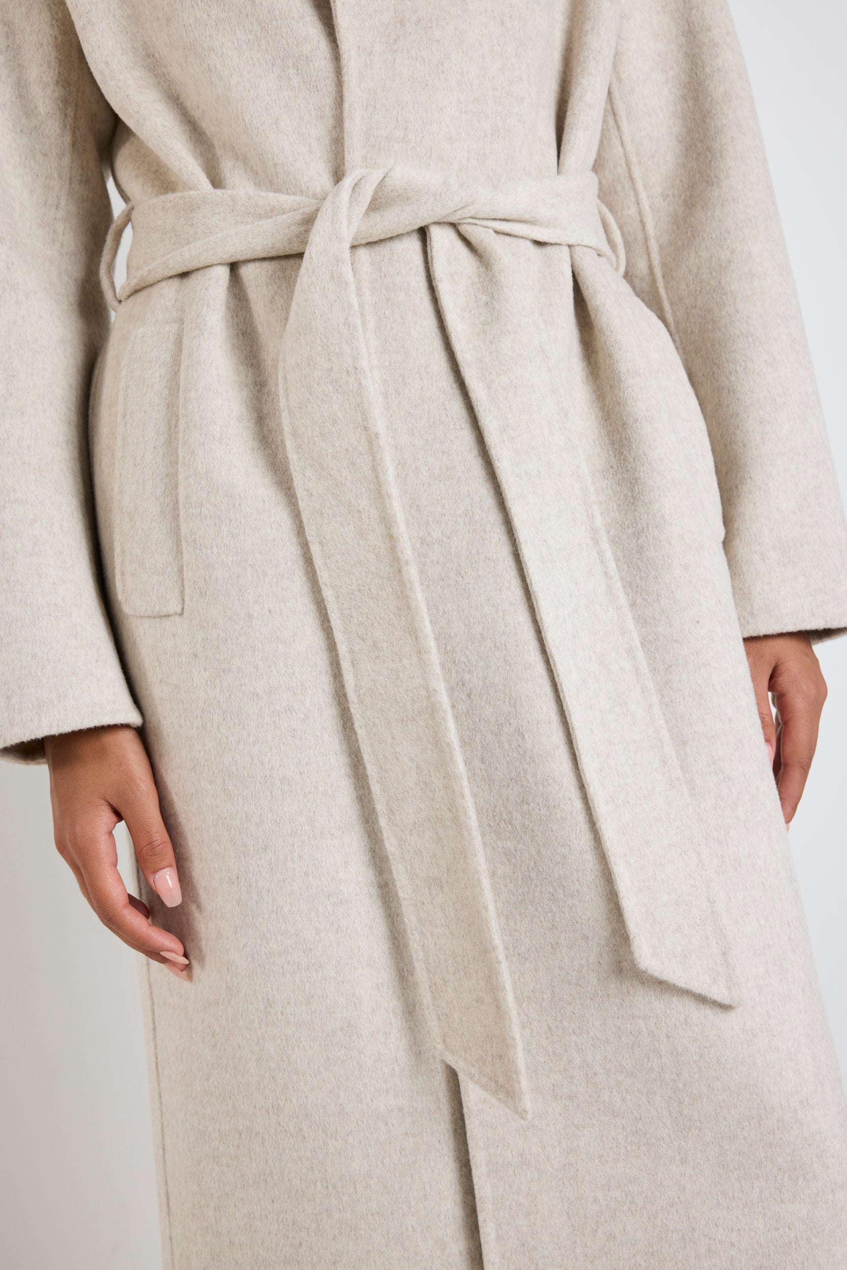 Geneva Snow Marle Wool Blend Belted Coat