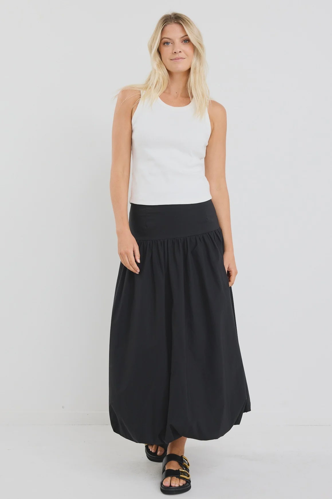 Intensity Black Bubble Midi Skirt