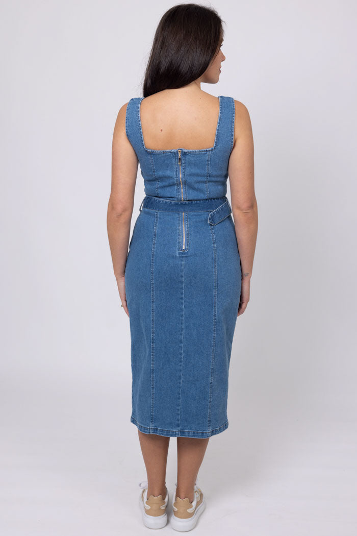MANDY DENIM MIDI DRESS