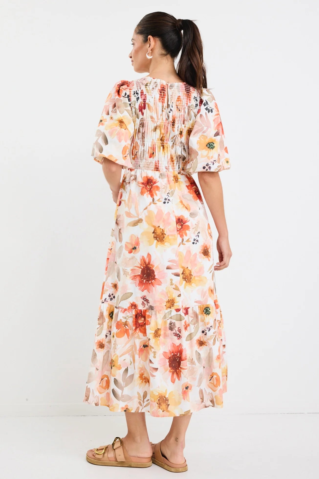 Milano Sunrise Meadow Short Sleeve Tiered Maxi Dress