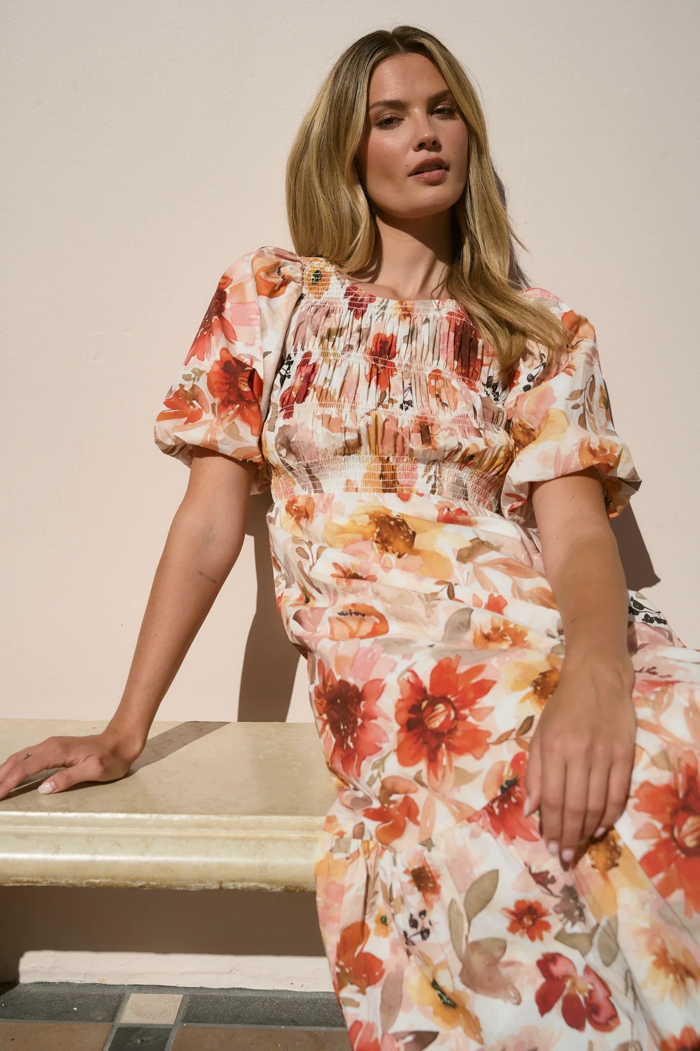 Milano Sunrise Meadow Short Sleeve Tiered Maxi Dress
