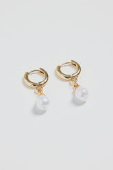 Mini Pearl Huggie Gold Earrings