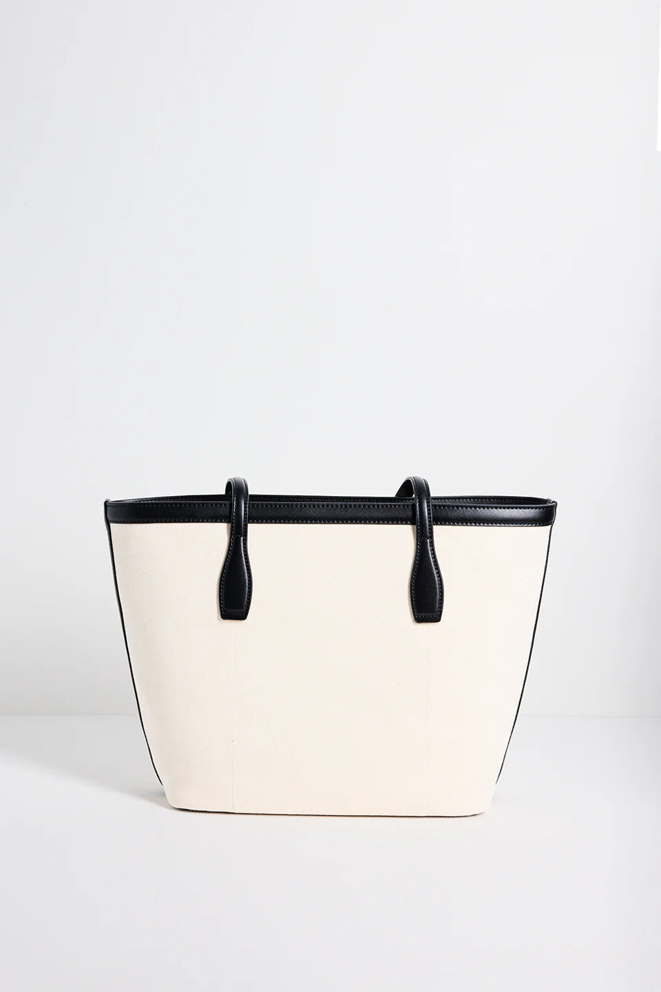 Natural Canvas Black Trim Tote Bag