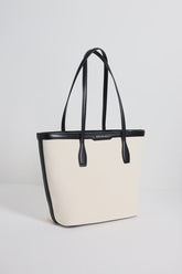 Natural Canvas Black Trim Tote Bag