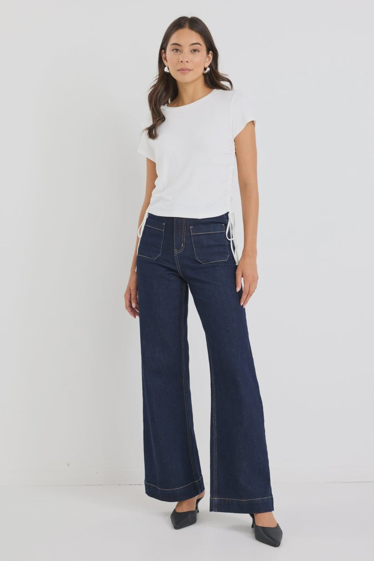Zoey Indigo High Rise Wide Leg Pocket Jean