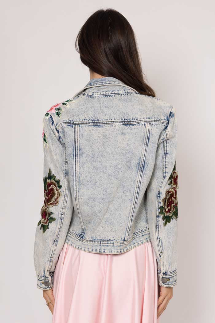LILY DENIM EMBROIDERED JACKET BLUE