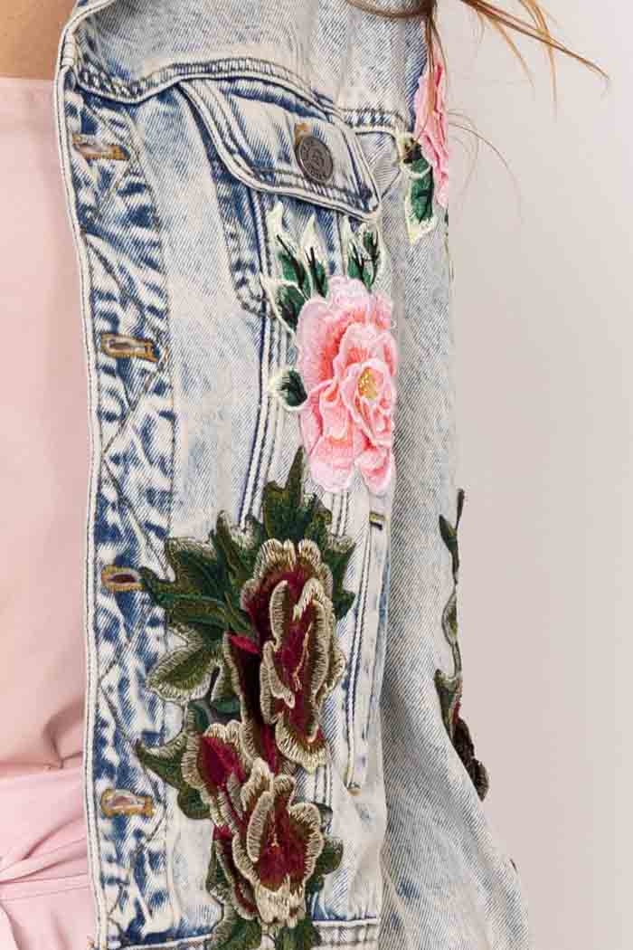 LILY DENIM EMBROIDERED JACKET BLUE