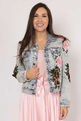 LILY DENIM EMBROIDERED JACKET BLUE