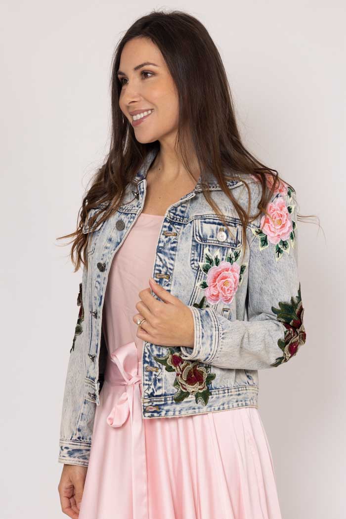 LILY DENIM EMBROIDERED JACKET BLUE