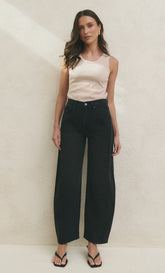 Varsity Black Wash Forward Seam Barrel Jeans