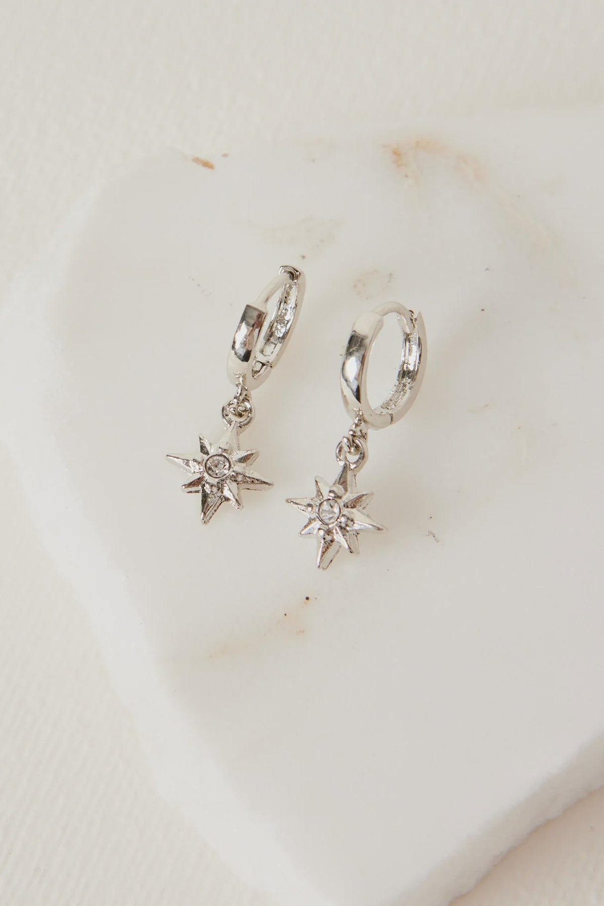 Stardust Pendant Rhodium Huggie Earrings Regular Price