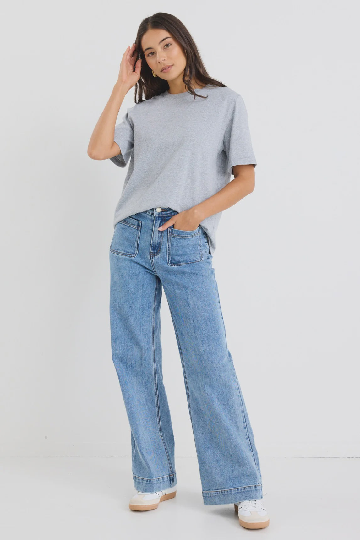 Zoey Signature Blue High Rise Wide Leg Pocket Jean