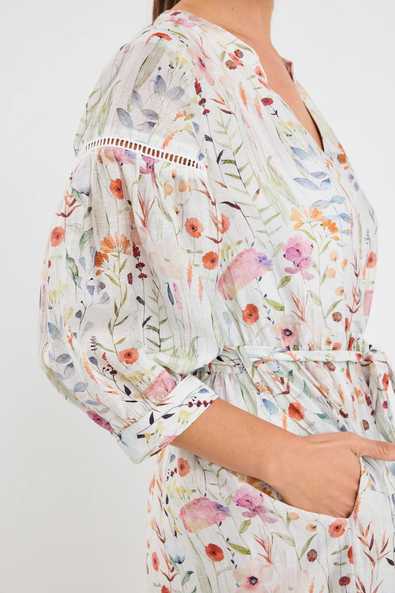 Wisdom Cream Floral Midi Shirt Dress