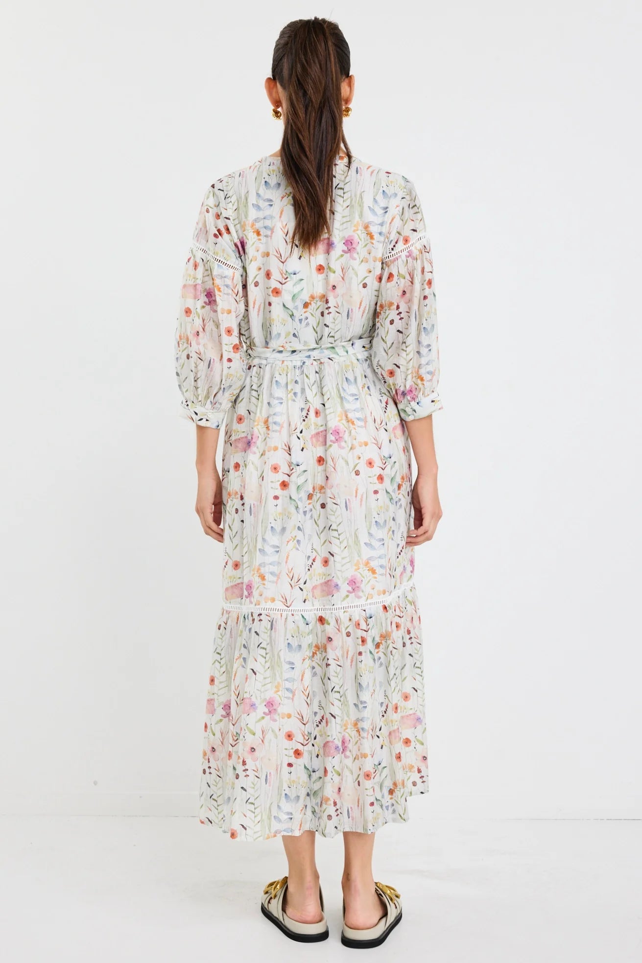 Wisdom Cream Floral Midi Shirt Dress