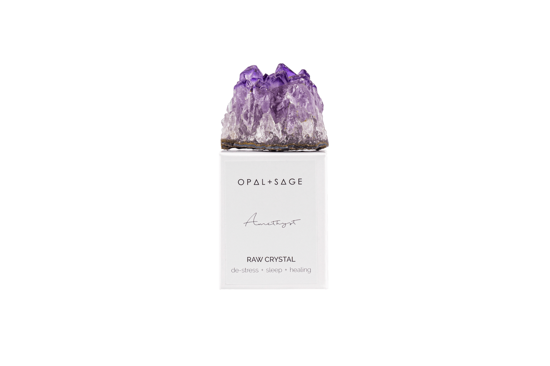 Opal+Sage Amethyst - raw boxed crystal