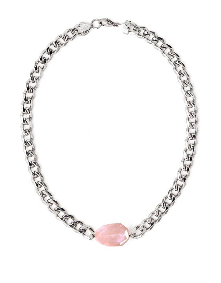 Chunky Choker- Sliver Rose Quartz