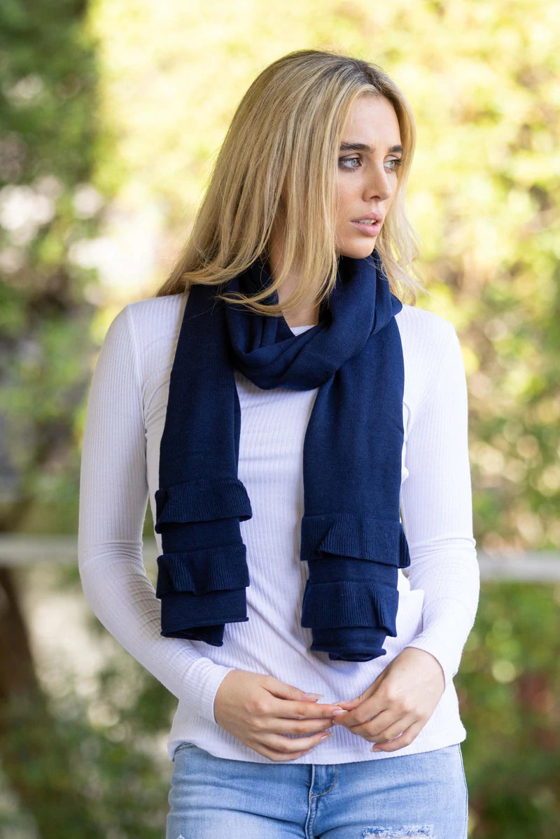 Augustine - RUFFLE SCARF NAVY