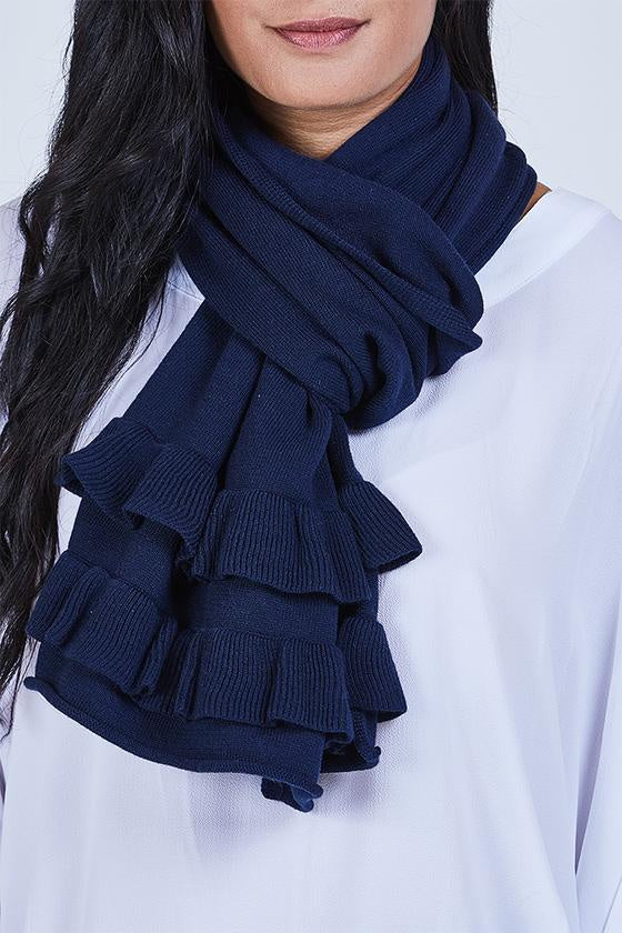 Augustine - RUFFLE SCARF NAVY