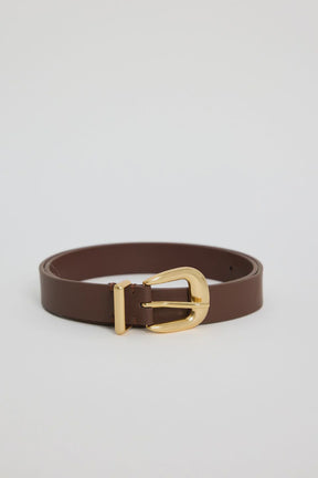 Brown Gold Buckle Leather Belt