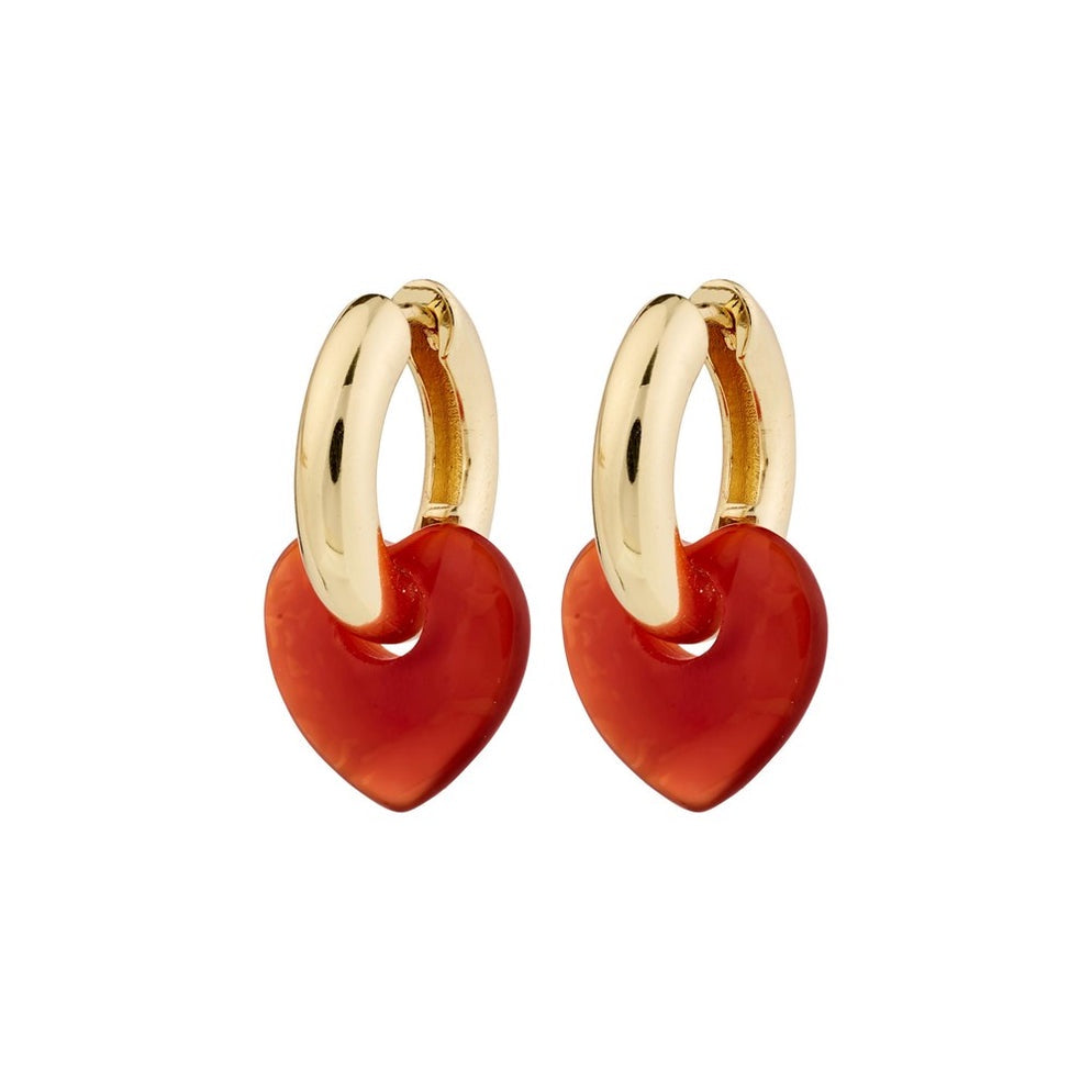 Pilgrim - Kendall Recycled Earrings - Gold Plated - Red