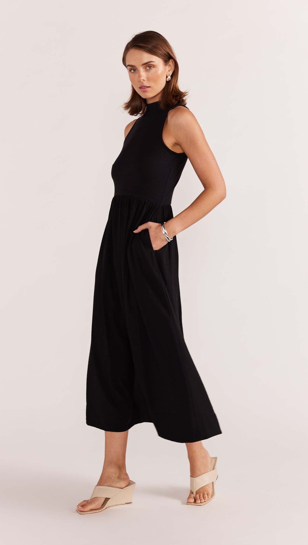 Eva High Neck Midi Dress