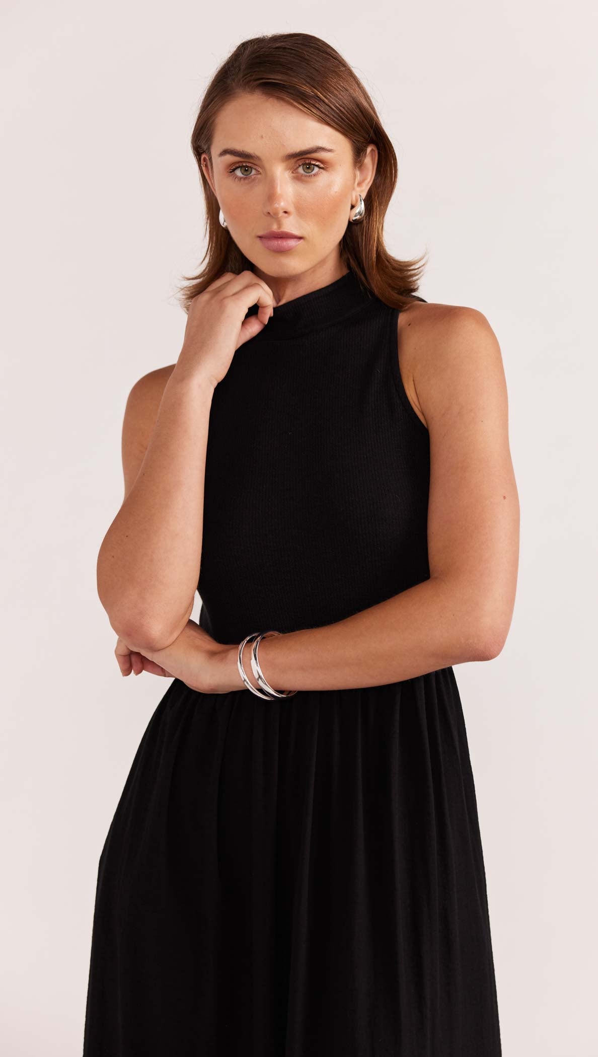 Eva High Neck Midi Dress