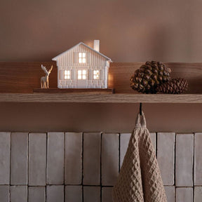 Deer & Ski Hut - Christmas Porcelain Tealight House