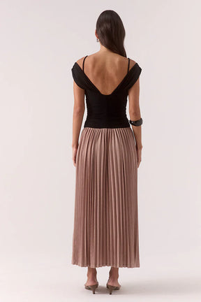 DIONE DRESS - BLACK / MOCHA