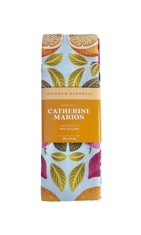 Catherine Marion - Lemons & Magnolia - Tea Towel