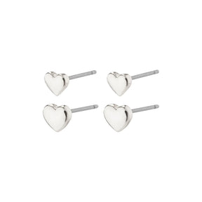 Pilgrim- AFRODITTE heart earrings 2-in-1 set