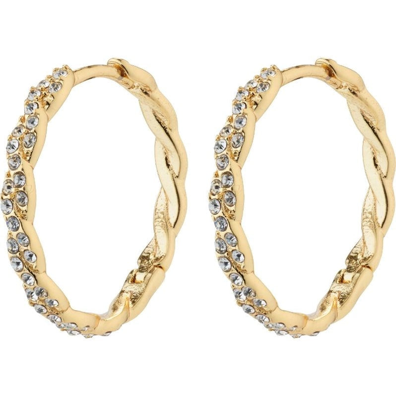 Pilgrim - Ezo Twirled Crystal Hoops - Gold Plated