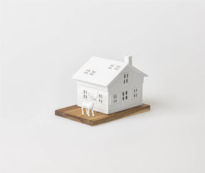 Deer & Ski Hut - Christmas Porcelain Tealight House