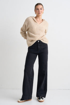 Zoey Black High Rise Wide Leg Jean