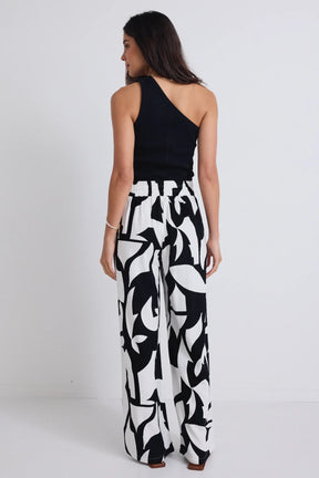 Metropolitan Black White Cutout Print Wide Leg Pants