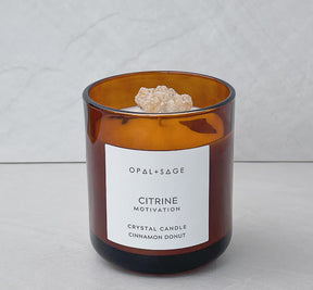 Opal & Sage -Citrine Crystal Candle