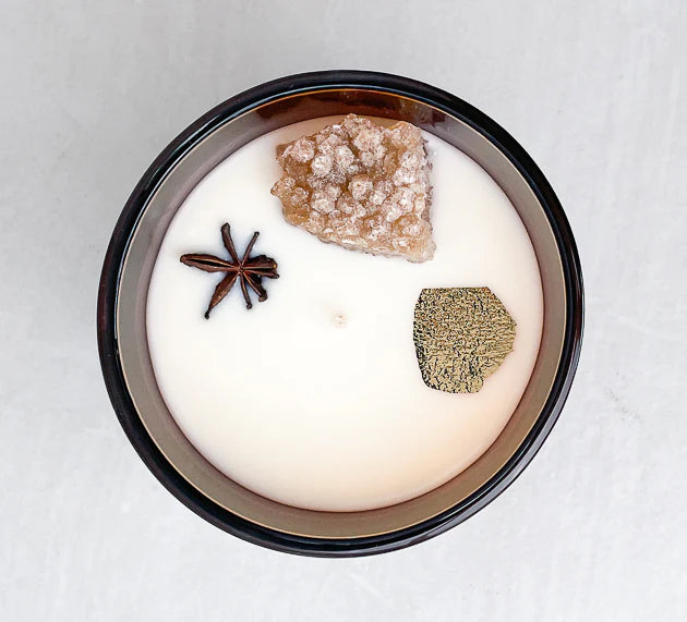 Opal & Sage -Citrine Crystal Candle