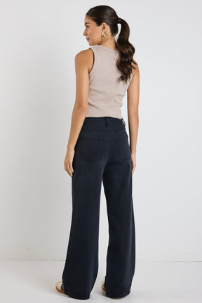 Zoey Black High Rise Wide Leg Jean