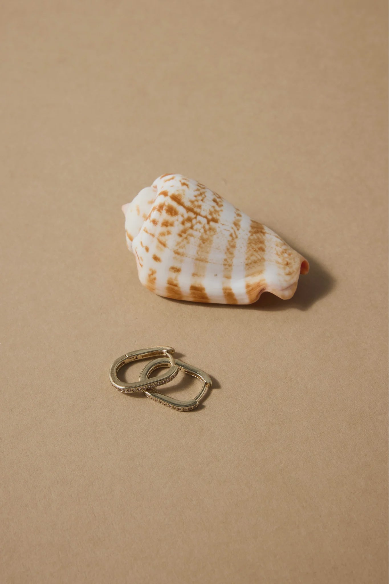 Diamante Oval Gold Hoop Earring