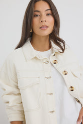 Echo Ecru Patch Pocket Denim jacket