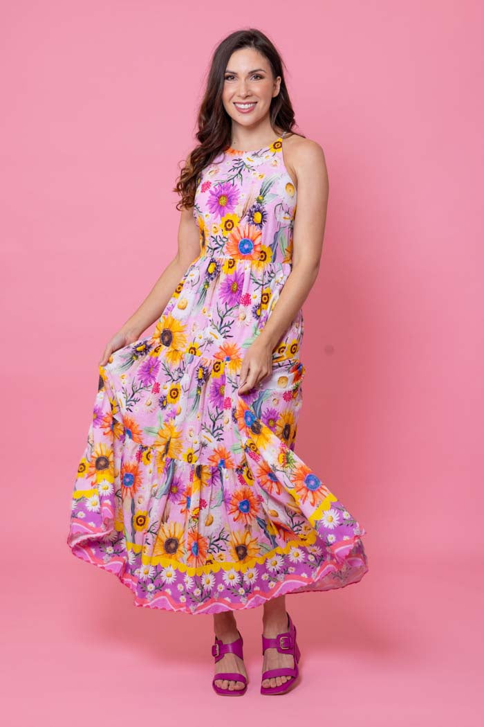 Augustine - Eveline Maxi Dress Pink Sunflower